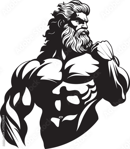 Olympus Peak Zeus God Gyming Emblem Vector Thunderous Training Gym Icon with Olympian Deity Vector