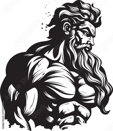 Divine Fitness Gym Icon with Zeus God Vector Zeus Gym Vector Logo Design with God of Thunder