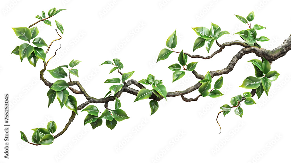 The circular tree trunk is surrounded by growing leaves isolated on a transparent background. The circular tree trunk is surrounded by growing leaves isolated on a transparent background.