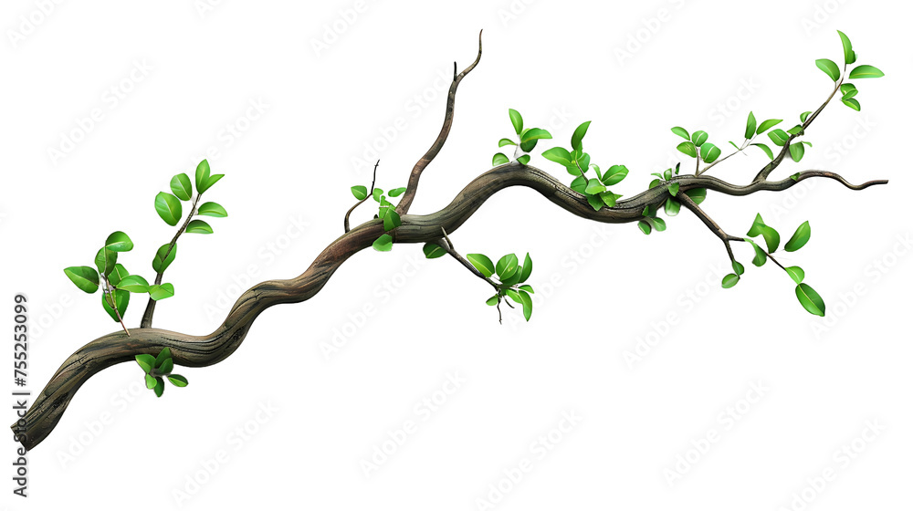 The circular tree trunk is surrounded by growing leaves isolated on a transparent background. The circular tree trunk is surrounded by growing leaves isolated on a transparent background.