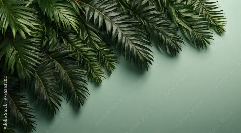Easter background with palm leaves. empty copy space.
