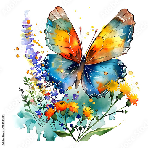 butterflies and flowers butterflies on the blooming flowers in the garden flowers and butterflies growing from a tree, positive thinking, creative mind, self care and mental health concept © katobonsai