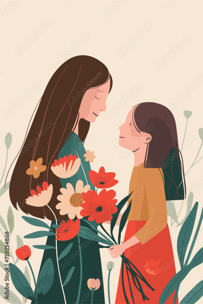 Vector illustration with her kid flowers background Vector illustration with her kid flowers background