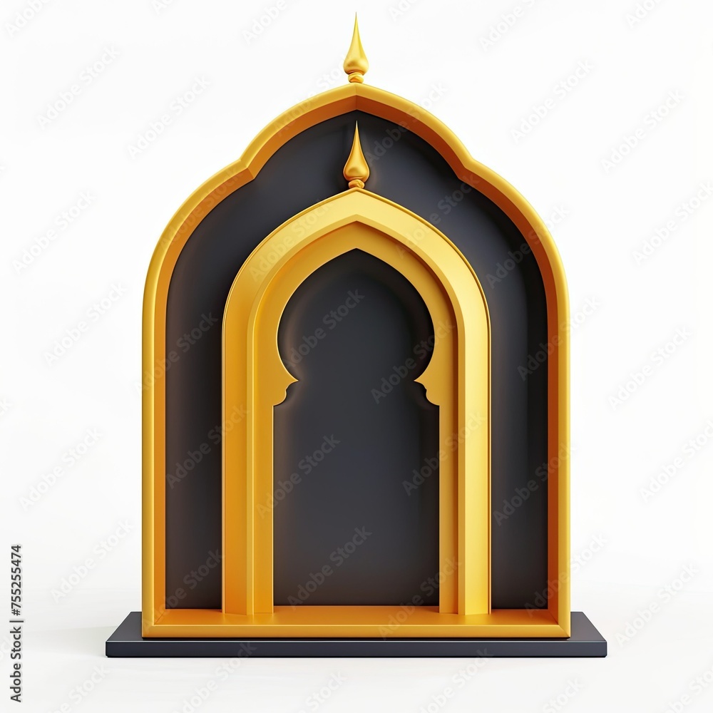 dark yellow icom islamic prayer niche isolated on white dark yellow icom islamic prayer niche isolated on white