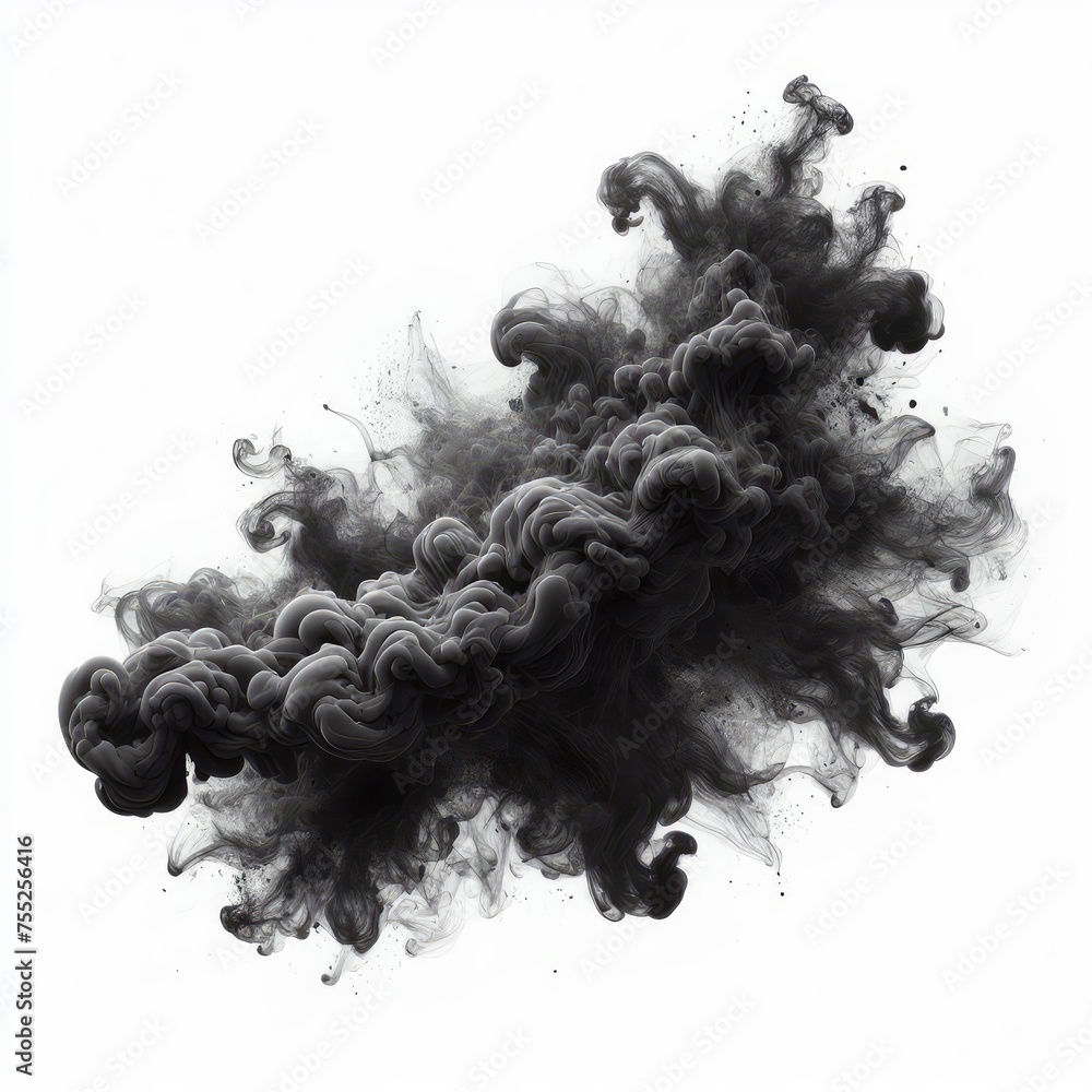 Realistic dark smoke and clouds isolated on a white background Realistic dark smoke and clouds isolated on a white background