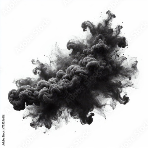 Realistic dark smoke and clouds isolated on a white background 