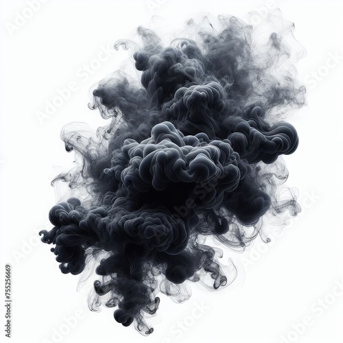 Realistic dark smoke and clouds isolated on a white background 