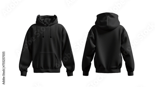 Black hoodie isolated on transparent background.