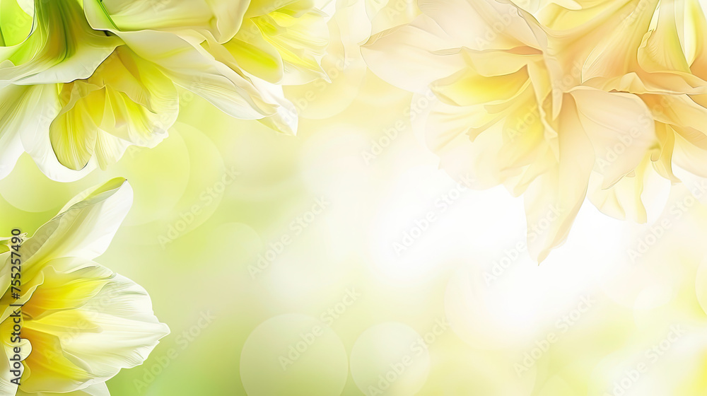 A closeup of pale yellow flowers with a softfocus green background giving a fresh and serene springtime feel