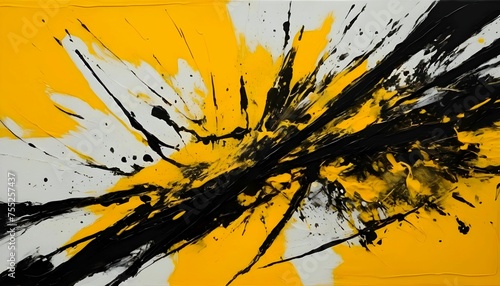 black and yellow abstract expressionist painting illustration created with generative ai