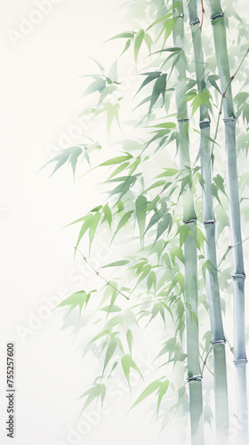 New Chinese ink painting landscape painting bamboo forest illustration 