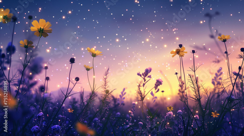 Dreamy Floral Night Sky © TY