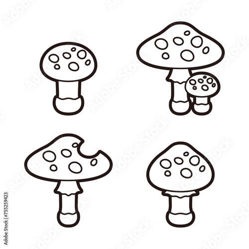 成長するキノコのイラスト ぬりえ