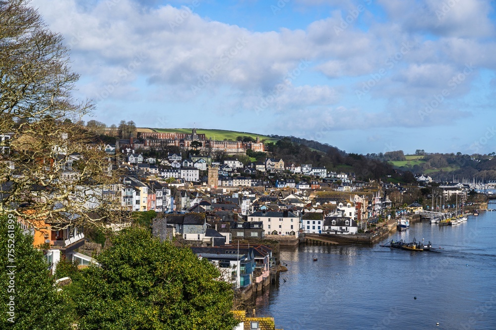 View of Dartmouth over River Dart, Devon, England, Europe