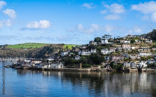 View of Kingswear from Dartmouth over River Dart, Devon, England, Europe