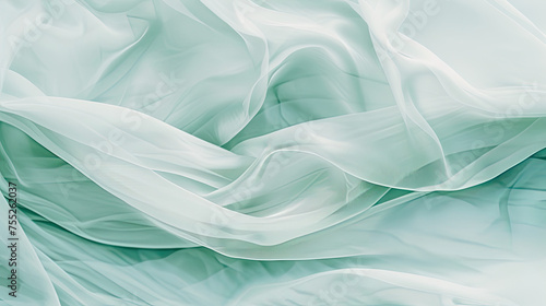 Elegant wavy soft cyan fabric creating an abstract sea of gentle folds and tranquil curves with a silky texture