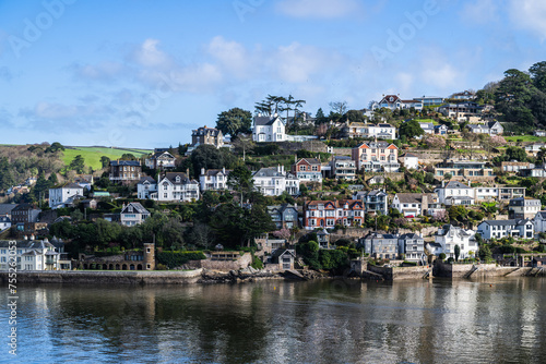 View of Kingswear from Dartmouth over River Dart, Devon, England, Europe