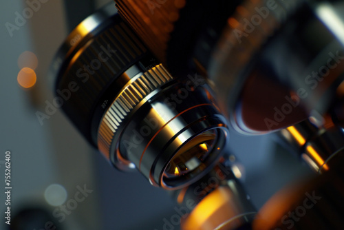 Extreme close up of a microscope.