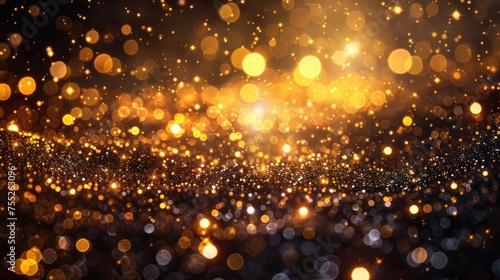 gold bokeh light background christmas glowing bokeh confetti and sparkle texture overlay for your design sparkling gold dust abstract golden luxury decoration background 