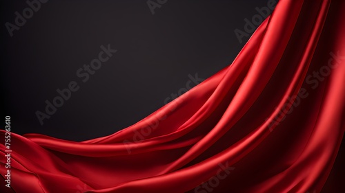 Draped red silk background. Red fabric texture surface. Texture, background, pattern, template. 3D vector illustration	