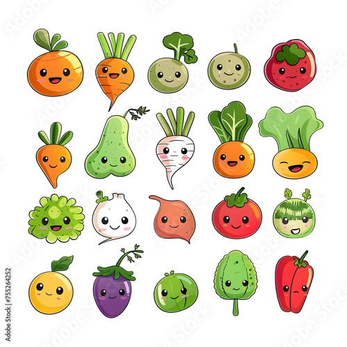 Set of different raw fruits and vegetables, isolated © katobonsai