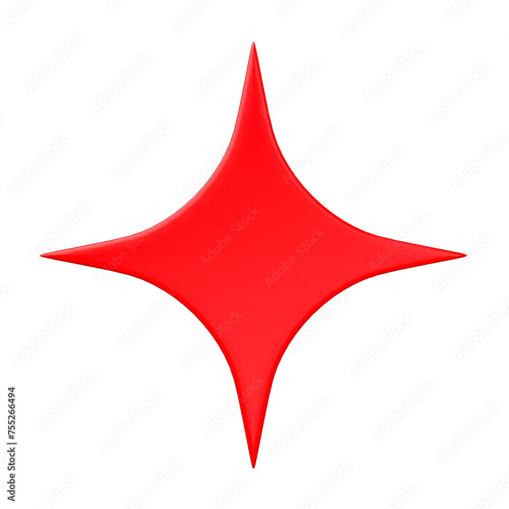 Obraz premium 3D Red star isolated on transparent background.