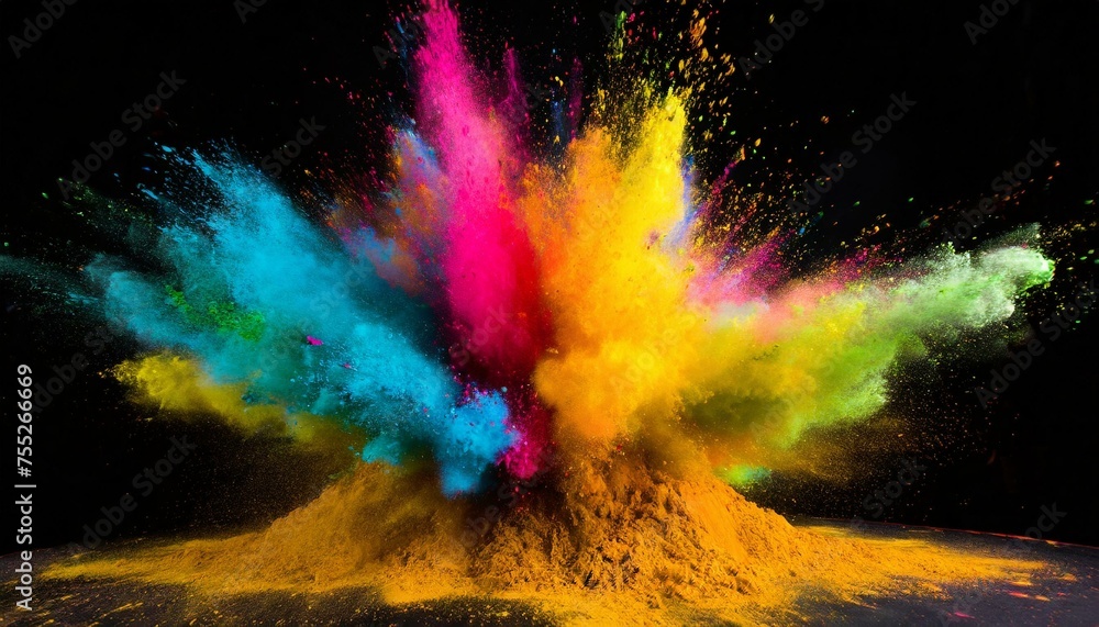 Color explosion with smoke and dust Color explosion with smoke and dust