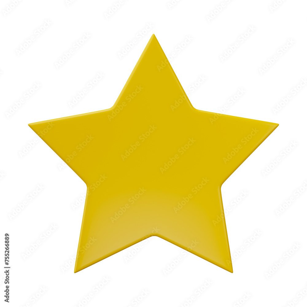 3D Yellow star isolated on transparent background. 3D Yellow star isolated on transparent background.