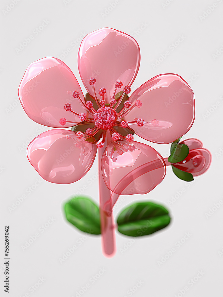 Fototapeta premium 3d inflatable wind translucent fresh flower bouquet floral illustration 