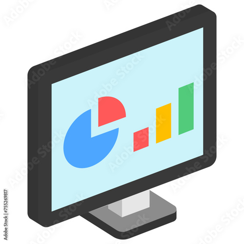 Analytics isometric icon, related to market and economy theme. use for modern concept, UI or UX kit, app, and web development,