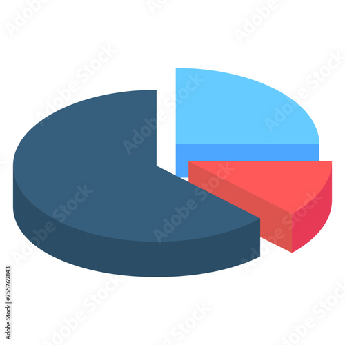 Pie Chart isometric icon, related to market and economy theme. use for modern concept, UI or UX kit, app, and web development,