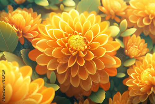 Autumn chrysanthemum illustration  traditional autumnal equinox plant  Double Ninth Festival concept illustration