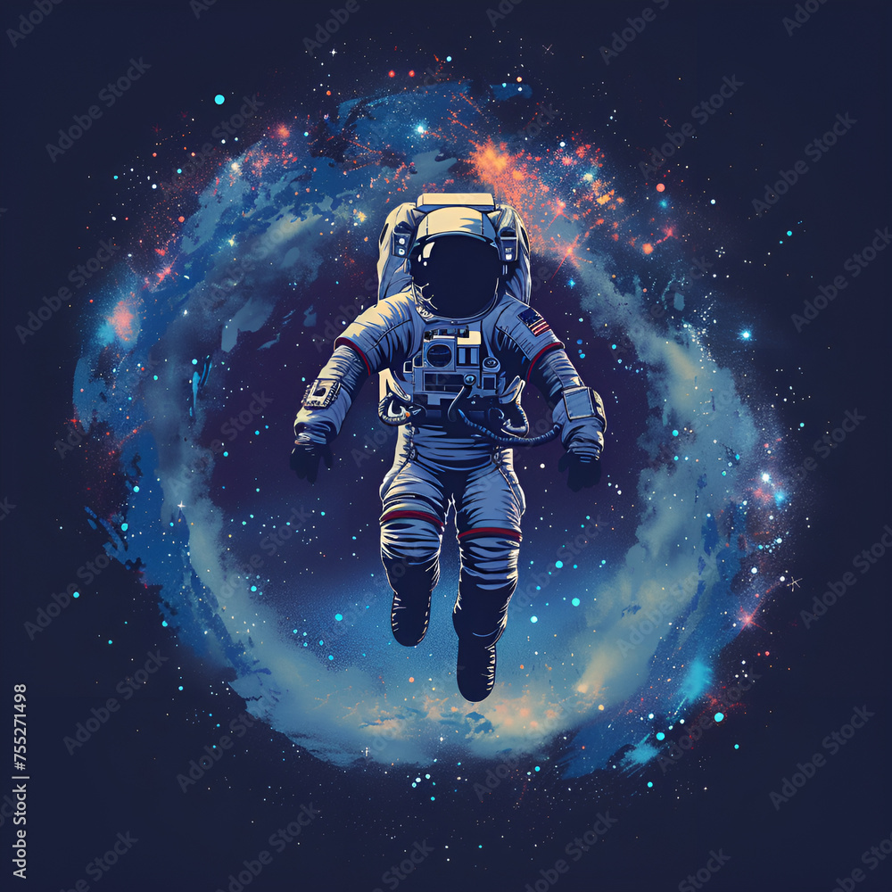 astronaut and space, An astronaut in space with planets in the background