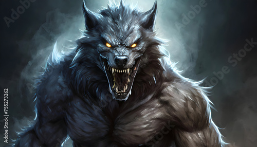 3d Illustration of a werewolf on dark background with clipping path.  © HM Design