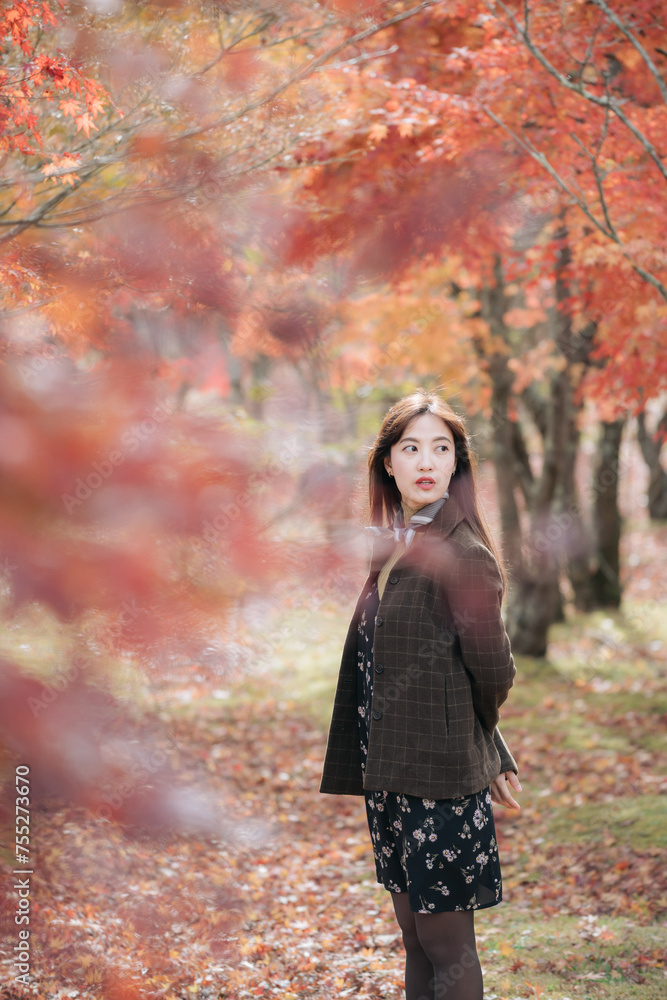 Portrait of a young Asian woman with autumn leaves Portrait of a young Asian woman with autumn leaves