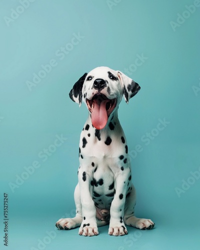 cute dalmatian sitting in studio background © Astock Media
