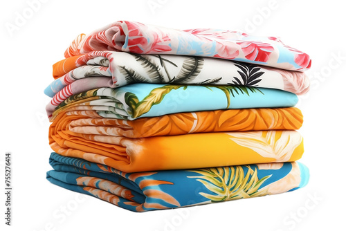 Colorful beach towels with tropical flair. realistic portrait isolated on PNG