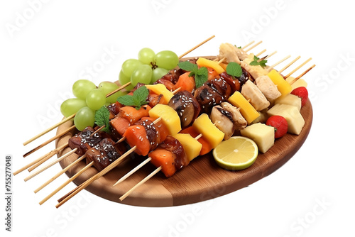 Exotic fruit assortment presented on skewers. realistic portrait isolated on PNG