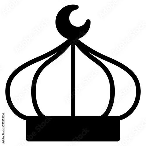 Muslim mosque domes icon. islamic worship place, islam prayer room for Religion and Ramadan symbol.