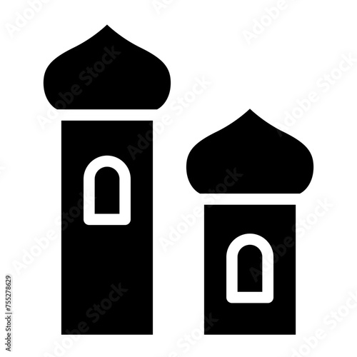 Muslim mosque domes icon. islamic worship place, islam prayer room for Religion and Ramadan symbol.