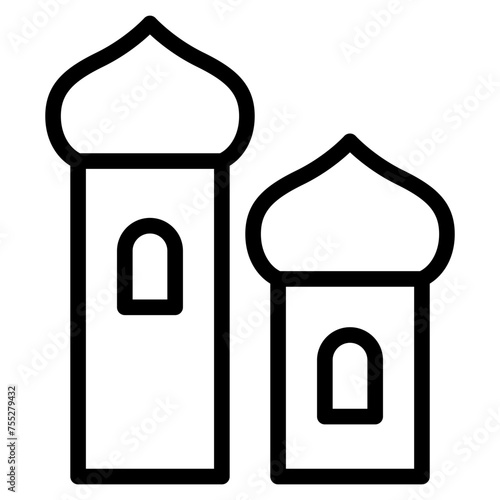 Muslim mosque domes icon. islamic worship place, islam prayer room for Religion and Ramadan symbol.