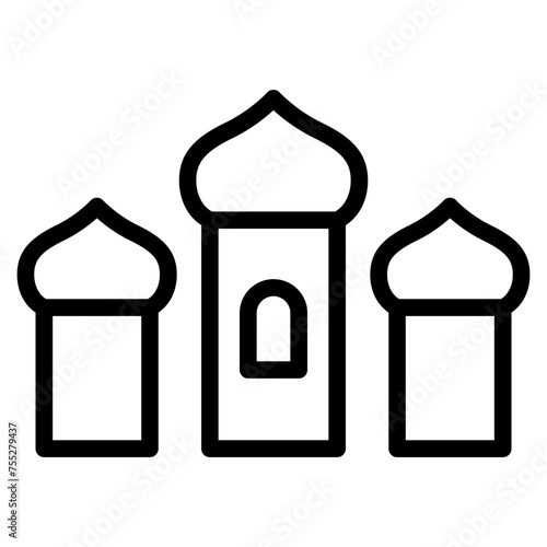 Muslim mosque domes icon. islamic worship place, islam prayer room for Religion and Ramadan symbol.