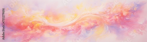 Abstract swirling colors in soft pink and yellow hues resembling a fluid, dreamlike state.