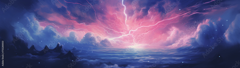 Rage of the storm god fury in electric blue - obrazy, fototapety, plakaty 