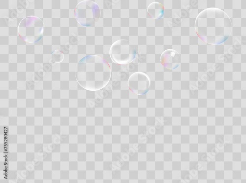 Beer foam isolated on transparent background. White soap froth texture with bubbles, seamless border, foamy frame
