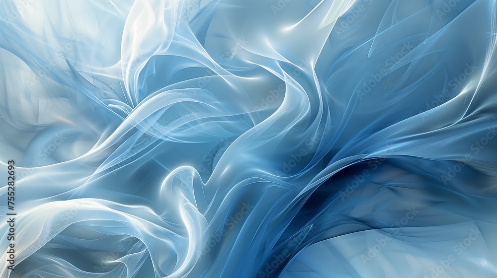 Obraz premium blue white abstract background ghostly smoke hydrogen flowing silk sheets