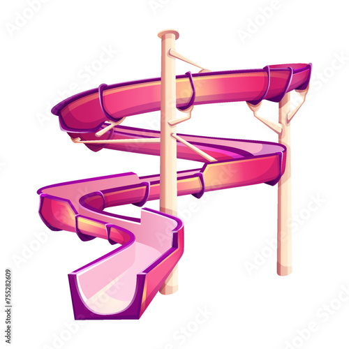 Vortex half tube waterslide color vector icon. Curved speed slide at aquapark for extreme amusement illustration isolated on white background
