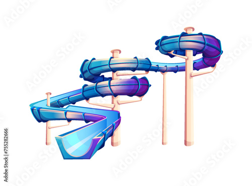 Vortex half tube waterslide color vector icon. Curved speed slide at aquapark for extreme amusement illustration isolated on white background