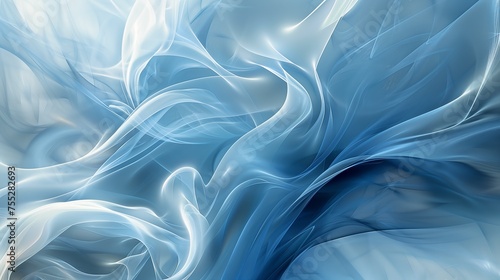 blue white abstract background ghostly smoke hydrogen flowing silk sheets photo