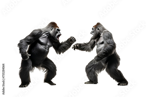 Majestic gorillas assert dominance with powerful postures. realistic portrait isolated on PNG